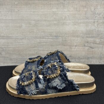 Sandalo gioiello in denim metallizzato Coral Blue