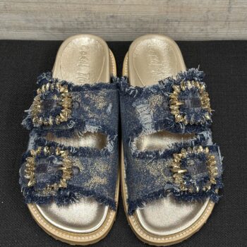 Sandalo gioiello in denim metallizzato Coral Blue - immagine 3