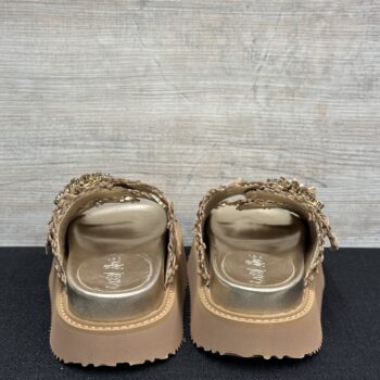 Sandalo platform in pelle intrecciata Coral Blue - immagine 4